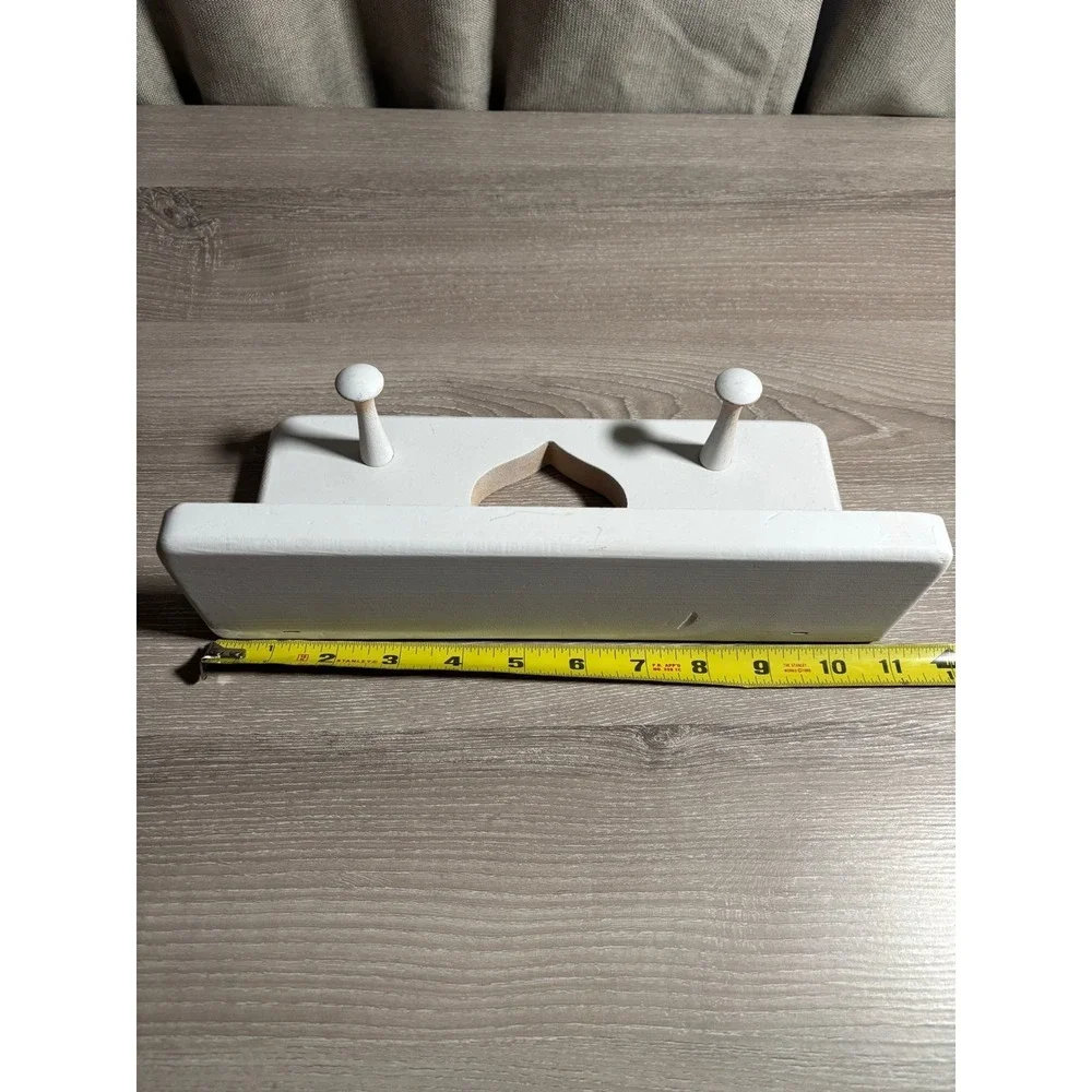Wooden Heart Cutout Wall Shelf 2 Peg Hooks Shabby Chic Farmhouse Cottagecore